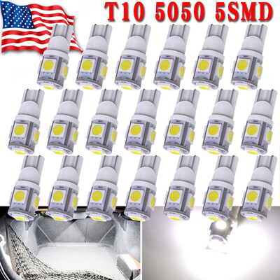 

20X 6000K Xenon White T10 921 InteriorLicense Plate Dome SMD Light Bulbs 5-LED