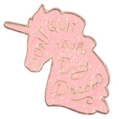 

Cartoon Unicorn Metal Badges Glitter DonT Quit Dream Pins Brooches Collar Jewelry Fashion Lapel Pins Clothing Accessories Best