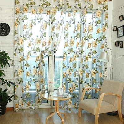 

Top Selling For 1 Pcs Elegant Floral Tulle Voile Window Curtain Panel Sheer Drape Scarf Valances