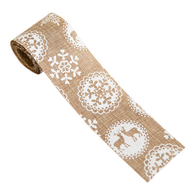 

〖Follure〗Burlap Christmas Ribbon Rolls Linen Crafting Ribbons Decoration for Wedding