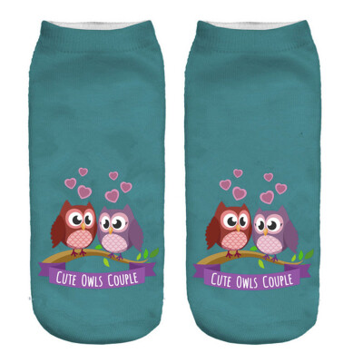 

Women Harajuku Cute Cotton 3D Print Owl Low Cut Ankle Socks