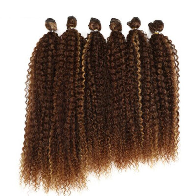 

Nobre Afro Kinky Curly Cabelo Weave 18-22 polegada 6 peçaslote Pacotes Com Fecho de Cabelo Sintético Ombre Feixes de Cabelo cabel