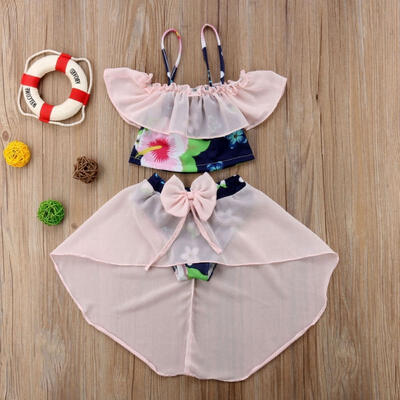 

Toddler Baby Girl Off-Shoulder Swimwear Ruffle Bikini Tutu Skirt Bathing Suit