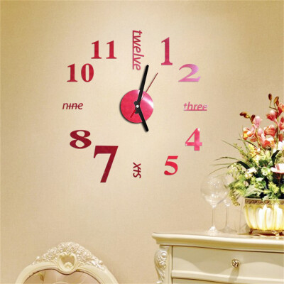 

Siaonvr 3D DIY Roman Numbers Acrylic Mirror Wall Sticker Clock Home Decor Mural Decals