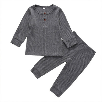 

Newborn Baby Boy Girl Knitted Solid Color T-Shirt Trousers Leggings Clothes