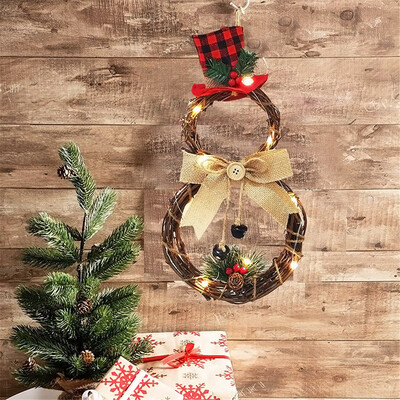 

Gobestart Home Decoration Wreath Pendant LED Wreath Wall Hanging Christmas Wreath