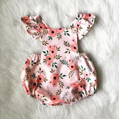 

Hot fashion Newborn Baby Girl Fly Sleeve Floral Bodysuit Romper Jumpsuit Sunsuit Clothes Set