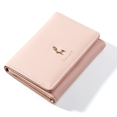 

Quality Women Leather Wallets Candy Color Female Three Folded Women Small Money Bag Coin Purse Photo Card Holder Sweet Wallets