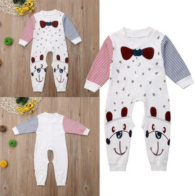 

The New Hot Selling Cute newborn child baby boy girl long sleeve cotton jumpsuit striped cute jumpsuit