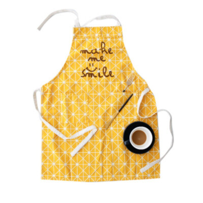 

The New Japanese Cotton Cotton Linen Apron Cute Simple Lace Side Double Pocket Home Kitchen Apron