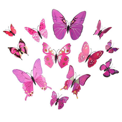 

12Pcs Wall Stickers PVC Butterfly Shape Wall Decal Sticker Home Living Room Nursery Refrigerator Stickers DIY Art Decoration Outdo