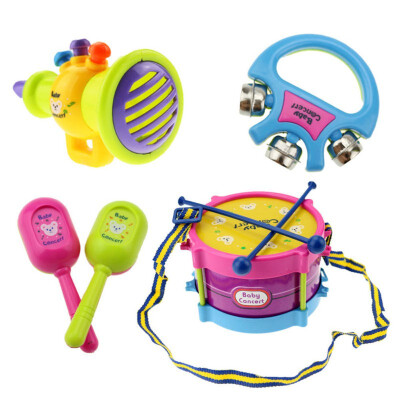 

2018 New Style Educational Baby Kids Roll Drum Musical Instruments Children Toy Baby Kids Toys 5 Pcs Set X6