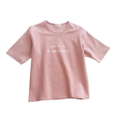 

Women Solid Half Sleeve T-Shirt Graphic Letter Printed O Neck Loose Tee Top