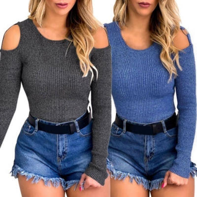 

Women Long Sleeve O Neck T Shirt Casual Slim Fit Tops Sweater Pullover Blouse