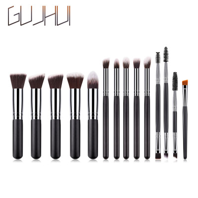 

〖Follure〗14PCS Black Wooden Cosmetic Makeup Brush Foundation Powder Eyeshadow Brush
