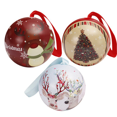 

Tailored Tinplate Round Ball Boxes Galaxy Reindeer Santa Tree Hanging Decorations Party