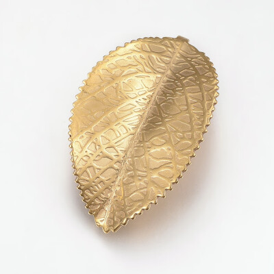 

304 Stainless Steel Pendants Leaf Golden 42x25x5mm Hole 3mm