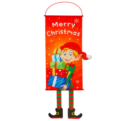 

Siaonvr Christmas Fabric Hanging Flags Wall Atmosphere Dress Up Home Party Ornament