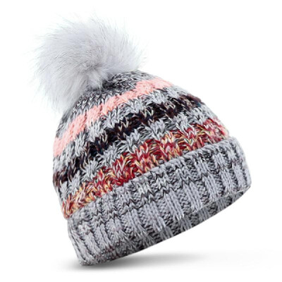 

Women Winter Hat Thermal Windproof Hat Ribbed Knit Chunky Lined Beanie Hats