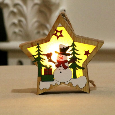 

Portable Delicate Christmas Decoration Wooden Lighting Pendant Christmas Tree Decoration Pendant Circle Mode
