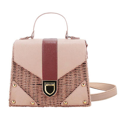 

Vintage Shoulder Handbags Women Rattan Woven Beach Top-handle Crossbody Bag