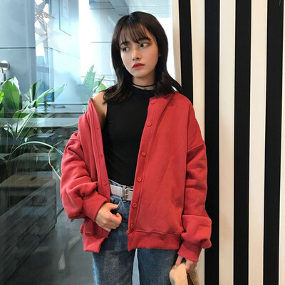 

Tailored Fashion Women Cardigan Pure Color Top Long Sleeve Blouse Loose Coat