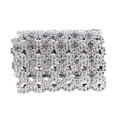 

Greensen 1 Yard Long Flower Shape Diamond Mesh Warp Sparkling Artificial Crystal Rhinestone Ribbon Decor