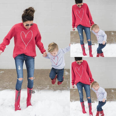 

Hot Family Clothes Women Mother Baby Boy Kid Hoodies Long Sleeve Shirt Sweats Sweatshirt Tops