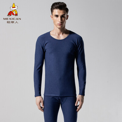 

Scarecrow thermal underwear men plus velvet thickening autumn&winter warm autumn clothes long pants set bottoming cotton sweater 81950 Bao blue