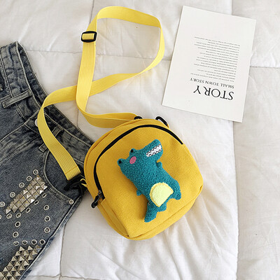 

2019 new casual simple versatile shoulder bag cartoon cute little dinosaur canvas bag fashion cute messenger Messenger bag