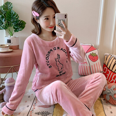 

Gobestart Women Long Sleeve Flannel Shirt Pant Pajama Sleepwear Nightwear Sets Clothes