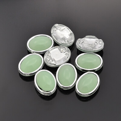 

Sew on Taiwan Acrylic Garment Accessories Oval LightGreen 205x16x9mm Hole 1mm
