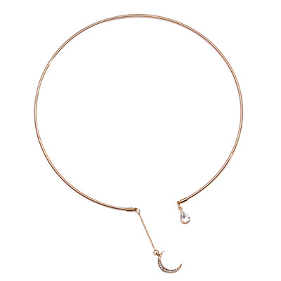 

Fashion Choker Rhinestone Women Moon Pendant Charm Chain Necklace Jewelry