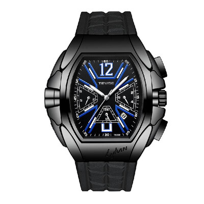 

TEVISE T829B Man Automatic Watch Weekly Monthly Dial Calendar Display Silicon Watchband Male Mechanical Wristwatch