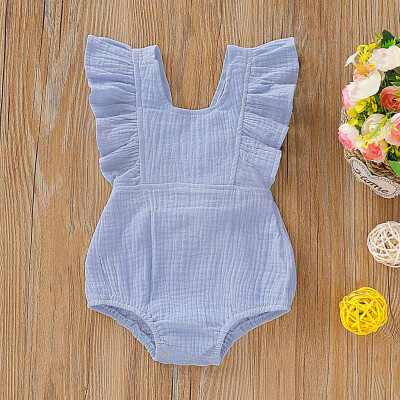 

Toddler Baby Sleeveless Solid Ruffles Romper Newborn Bow Jumpsuit Clothes