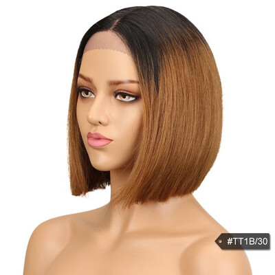 

Noble Human Hair Lace Front Wigs For Women Brazilian Remy Hair Straight Short Bob Wig Pre Plucked Black Brown wig free shipping