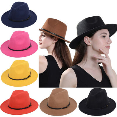 

Mens Womens Fedora Hat Wide Brim Panama Hats Bucket Dress Trilby Jazz Hats