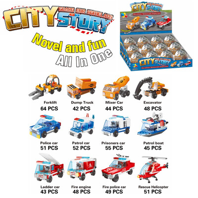 

Mini Egg Capsule City Story DIY 12 in 1 Building Blocks Vehicle Dump Truck ABS Plastic Compatible With Lego Home Series Toy Bricks