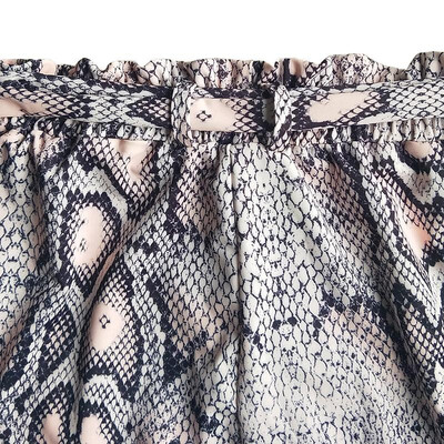 

Sexy Women Leopard Snakeskin Print Shorts Elastic High Waist Sashes Fashion Loose Wide Leg Short Pants