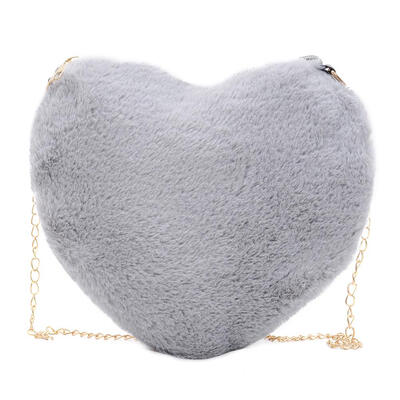

Solid Color Love Heart Clutch Women Shoulder Messenger Plush Casual Bags