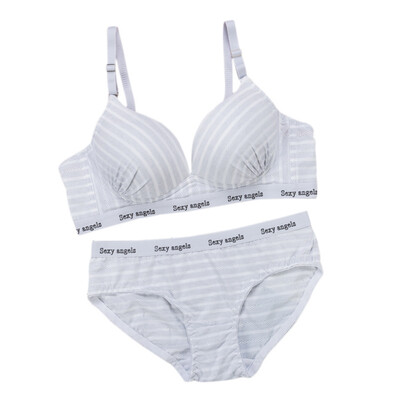 

Women Underwear Intimates Cotton Comfortable Bra Set Striped Bra&Panty Set