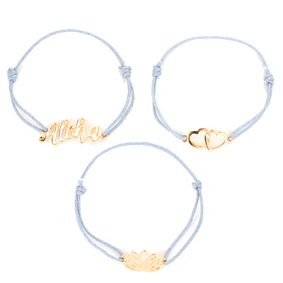 

3Pcs Women Fashion Jewelry Gift Boho Love Hearts Letter Lotus Rope Bracelet
