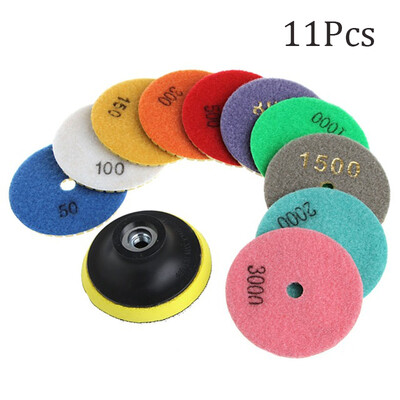 

11x Set Buffing Disc Polishing Pads Kit Marble Concrete Polisher Finishing Tools