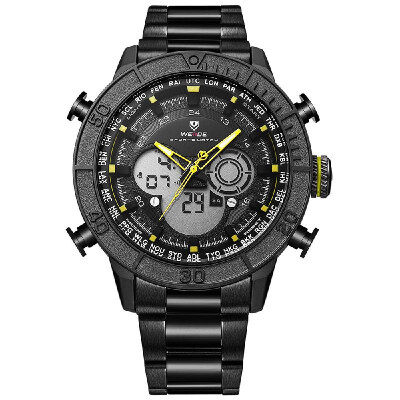 

WEIDE WH6308 Dual Display Two Movement Quartz Digital Men Watch Sports 3ATM Waterproof 50mm Big Dial Large Face Week Calendar Alar