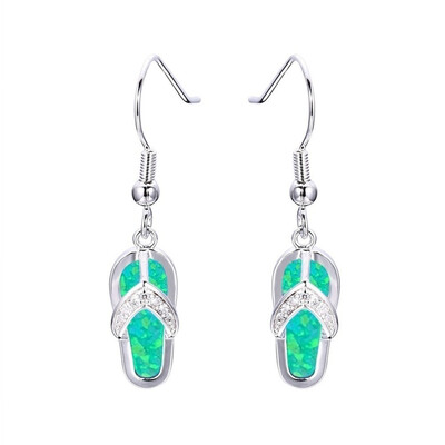 

Exquisite Fashion Opal Women Jewelry Flip Flops Crystal Diamond Opal Earrings Pendant Hoop Long Earrings Summer Beach Accessory