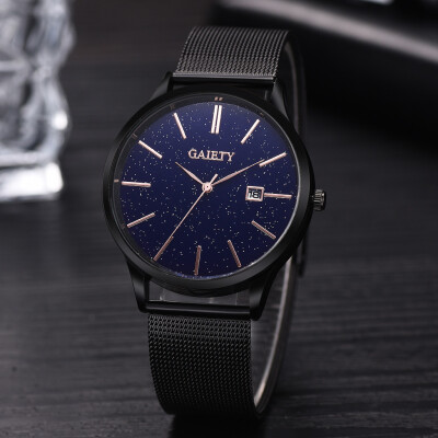 

〖Follure〗Fashion Casual Starry Sky Simple Calendar Business Net With Strap Mens Watch