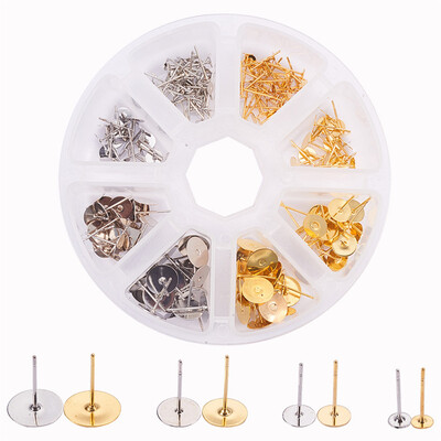 

PH PANDAHALL 200pcs Mixed Color Stainless Steel Flat Round Blank Peg & Post Ear Studs Findings
