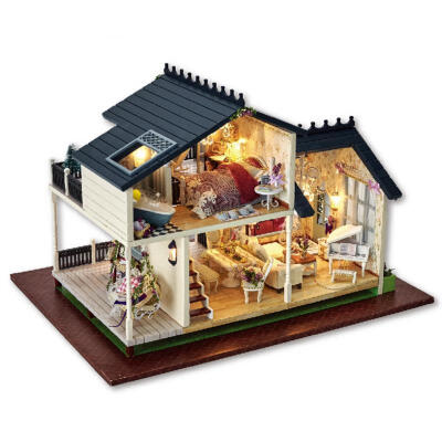 

Greensen DIY Wooden Miniature Assembling Decorative Ornament Dollhouse Villa For Kid Child