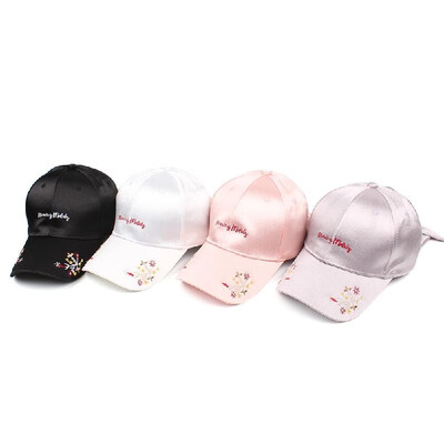 

New Woman Girls Cap Letter Floral Embroidery Baseball Sport Casual Hip-Pop Streetwear Flat Hat