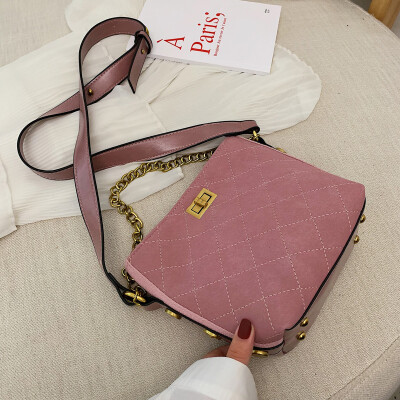 

Small bag women 2019 autumn new Korean Lingge chain bucket bag fashion Joker shoulder Messenger bag